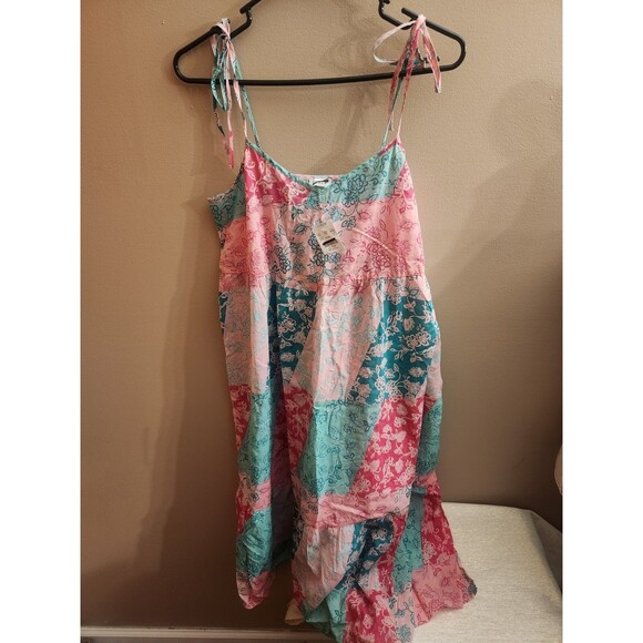 J. Crew Factory Tiered Maxi Cover Up Dress Pink Green Floral Swimwear Size S NWT - Picture 2 of 7